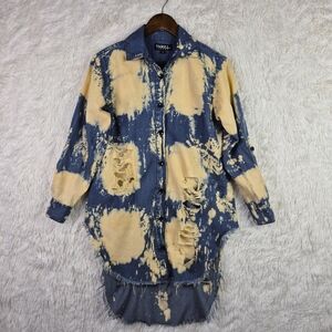 Thrill Jeans Hi Low Distressed Shirt Womens M‎ Acid Thrashed Bleached Grunge